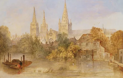 Cattedrale di Lichfield da Stowe Pool, c.1850