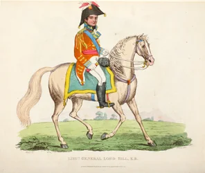 Tenente Generale Lord Hill KB, pub. da Richard Evans, inciso da Romney, illustrazione da An Historical Account of the Battle of Waterloo di William Mudford, 1816