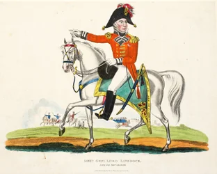 Tenente Generale Lord Linedock, pub. da Richard Evans, inciso da Romney, illustrazione da An Historical Account of the Battle of Waterloo di William Mudford, 1816