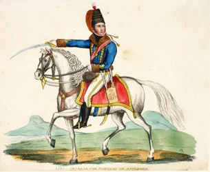 Tenente Generale Il Marchese di Anglesea, pub. da Richard Evans, inciso da Romney, illustrazione da An Historical Account of the Battle of Waterloo di William Mudford, 1816