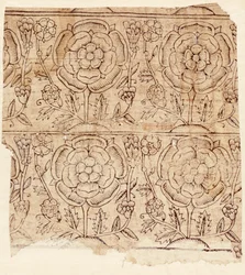 Carta da rivestimento con motivo di Rosa Tudor, c.1550
