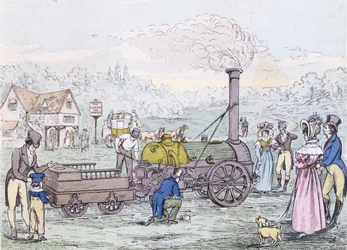 Locomotiva a vapore, la Rocket nel 1830, costruita da George Stephenson