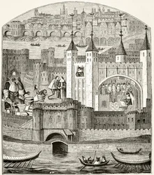 Londra e la Torre di Londra nel XV secolo, da «The National and Domestic History of England» di William Hickman Smith Aubrey (1858-1916), pubblicato a Londra, 1890 circa