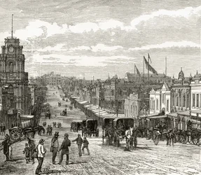 Guardando verso est lungo Bourke Street, Melbourne, c.1880, da 