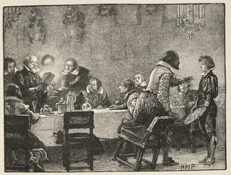 Lord Monteagle e la lettera di avvertimento sul complotto delle polveri, illustrazione da Cassells Illustrated History of England