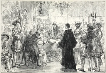 Lutero davanti alla Dieta di Worms, illustrazione da La storia del protestantesimo di James Aitken Wylie (1808-1890), pub. 1878