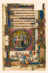 MS 1-2005, fol. 58r: Saul che manda Doeg a uccidere i sacerdoti di Nob, iniziale istoriata dal Salterio di Macclesfield, Uso di Sarum, East Anglia, c.1330