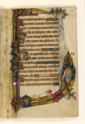 MS 1-2005, fol. 85r: Un penitente con cane, decorazione marginale dal Salterio di Macclesfield, Uso di Sarum, East Anglia, c.1330