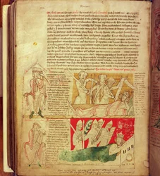MS CCC 157 p.382 Le visioni sognate da Re Enrico I in Normandia nel 1130, dal Worcester Chronicle, c.1130-40