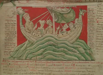 Le visioni sognate dal re Enrico I in Normandia nel 1130, dal Worcester Chronicle (dettaglio)