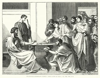Cristiani macedoni che offrono i loro doni a Paolo, II Corinzi VIII