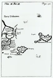 Mappa dai Viaggi di Gulliver di Jonathan Swift (1667-1745)