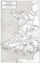 Mappa che illustra le guerre gallesi di Guglielmo il Rosso e Enrico I, da 