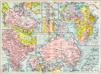 Mappa dei possedimenti britannici nel 1914 all