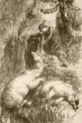 Marguerite de Roberval spara a due orsi sull