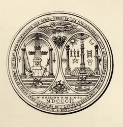 Sigillo massonico, 1802, da «The History of Freemasonry, volume III», pubblicato da Thomas C. Jack, Londra, 1883