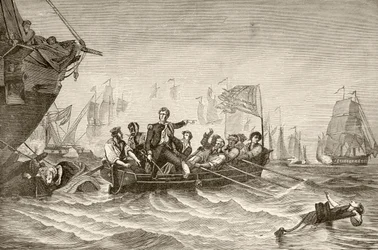 Il comandante Oliver Hazard Perry si trasferisce dalla USS Lawrence alla USS Niagara durante la battaglia del Lago Erie