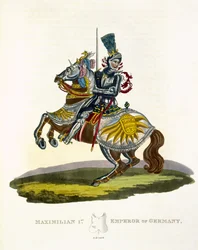 Massimiliano I, Re di Germania e Imperatore del Sacro Romano Impero, 1498, da Antiche Armature di Samuel Rush Meyrick, 1824
