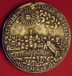 Medaglia commemorativa del ritorno di Carlo I (1600-49) nella City di Londra dopo l