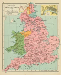 Inghilterra e Galles medievali, 1399 circa (litografia a colori)