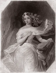 Miranda (La Tempesta) - Galleria delle donne di Shakespeare, collezione di quarantacinque ritratti seri degli artisti londinesi del primo Ottocento, arricchita da note critiche e letterarie circa 1838