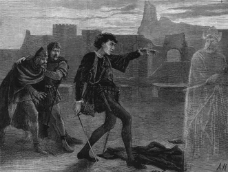 Mr Irving come Amleto al Lyceum Theatre, Londra