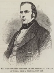 Il signor John Thwaites, presidente del Metropolitan Board of Works (incisione)