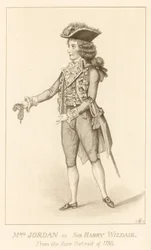 Mrs Jordan come Sir Harry Wildair dal raro ritratto del 1788