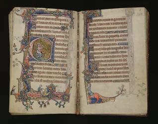 Isaia che prega, iniziale istoriata dal Macclesfield Psalter, Uso di Sarum, East Anglia, c.1330
