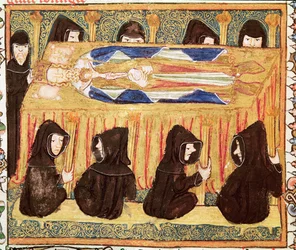 Ms 197 f.22v Funerale di un re, dal Liber Regalis