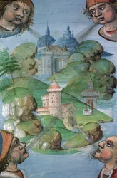 Ms Hunter 9 f.47v Città, dal Salterio Hunteriano, c.1170