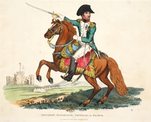 Napoleone Bonaparte, Imperatore di Francia, inciso da Romney, pub. da Richard Evans, illustrazione da An Historical Account of the Battle of Waterloo di William Mudford, 1816