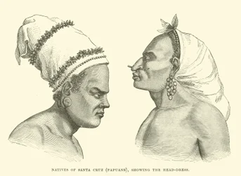 Nativi di Santa Cruz, Papuani, che mostrano l