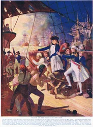 Nelson alla battaglia del Nilo, illustrazione dalla Storia delle Nazioni di Hutchinson, c.1910