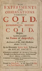 Nuovi esperimenti e osservazioni sul freddo, o una storia sperimentale del freddo, di Robert Boyle