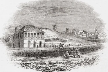 Ippodromo di Newmarket, Newmarket, Inghilterra ai tempi di Carlo I, da Old England: A Pictorial Museum, pub. 1847