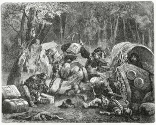 Nobili che saccheggiano mercanti itineranti, 1882