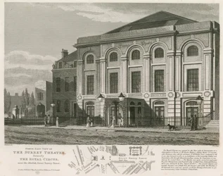 Vista nord-est del Teatro del Surrey, Blackfriars Road, Londra