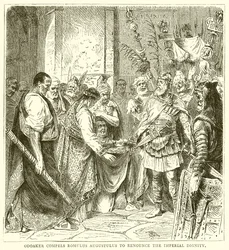 Odoacre costringe Romolo Augustolo a rinunciare alla dignità imperiale