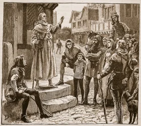 Uno dei poveri preti di Williams predica al popolo, illustrazione da Cassells Illustrated History of England
