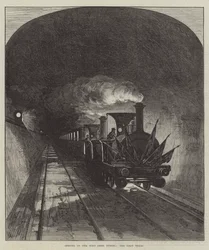 Apertura del tunnel del Moncenisio, il primo treno (incisione)