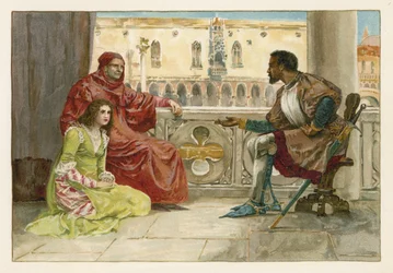 Otello parla con Desdemona e suo padre