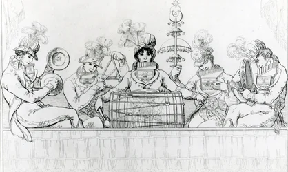 Menestrelli Padean in esibizione ai Vauxhall Gardens, Londra (incisione)