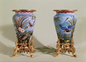 Coppia di vasi, Elkington & Co., c.1875 (smalto)