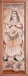 Pannello ricamato con un ritratto di Carlo II (1630-85) c.1660