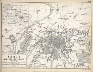 Parigi e i suoi dintorni, per illustrare la Battaglia di Parigi, 30 marzo 1814