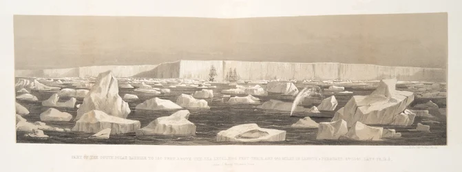 Parte della barriera polare sud a 180 piedi sopra il livello del mare