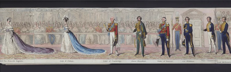 Parte del panorama del matrimonio della Regina Vittoria, c.1840 (acquatinta colorata a mano)