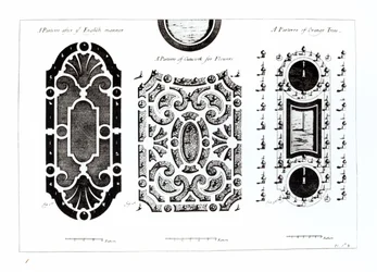 Progetti di parterre, da Theory and Practice of Gardening, di Antoine-Joseph Dezallier D