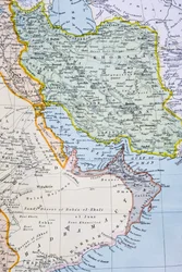 Carta parziale del Medio Oriente che mostra il Mar Rosso, il Golfo Persico e il Corno d